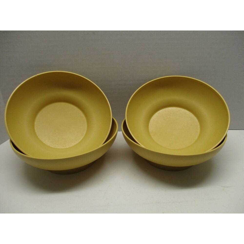 Vintage Tupperware Salad/Cereal Bowls 890 Harvest Gold Yellow Set of 4 VERY NICE